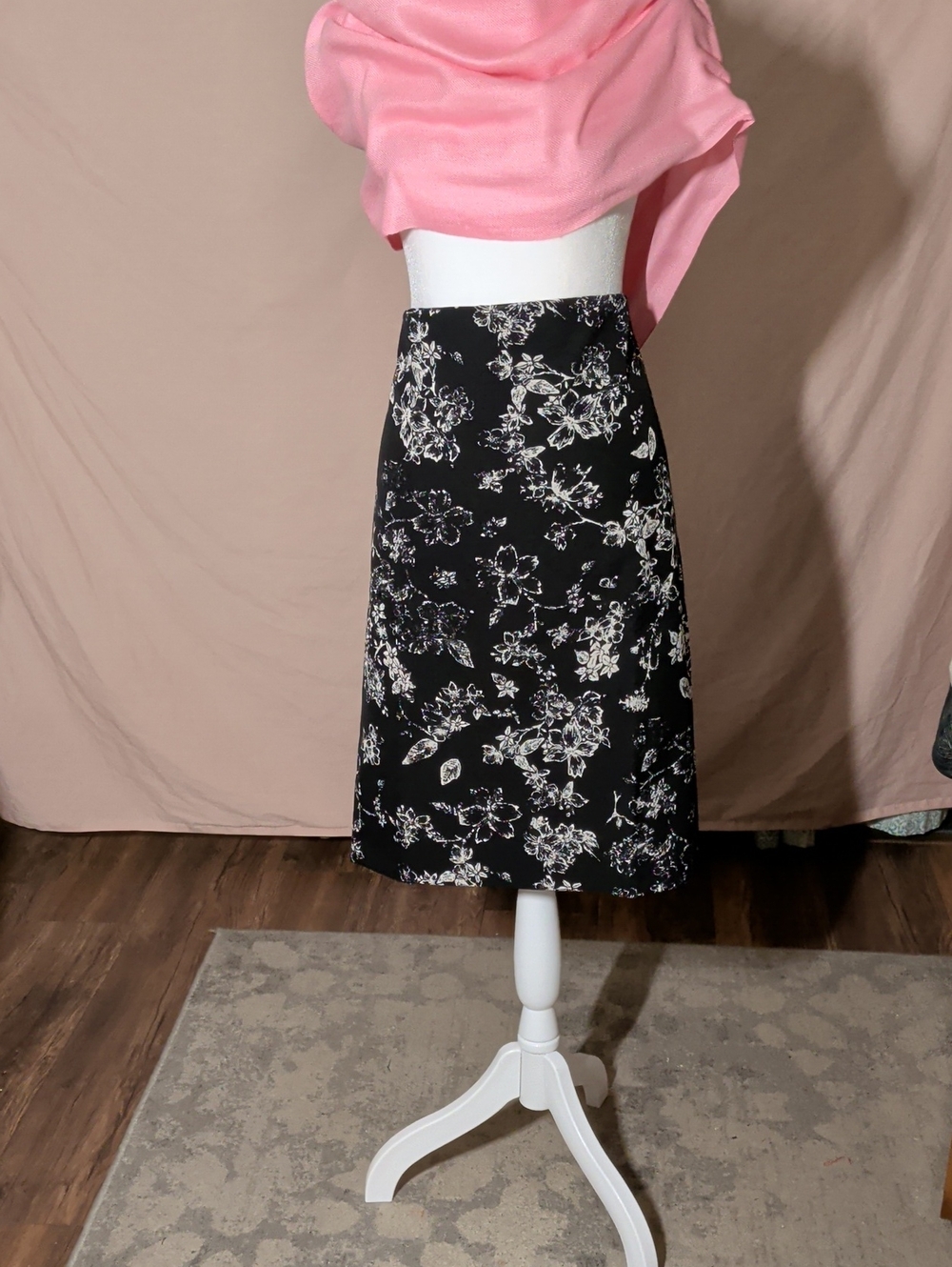 Philosophy Black Floral A-Line Skirt - Classic Women's Skirt